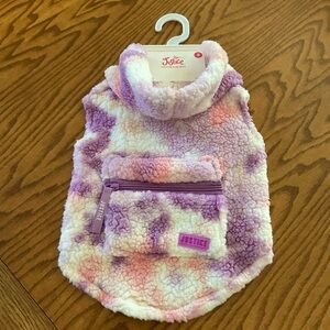NWT Justice Pet Tie Dye Sherpa Hoodie Dog Jacket, Sz S